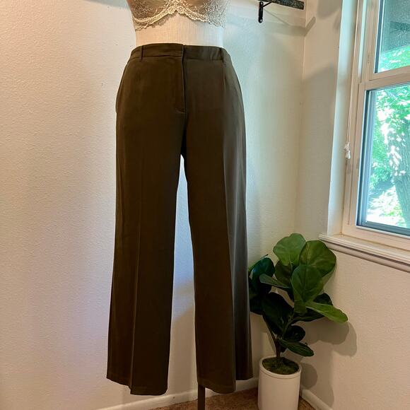 Coldwater Creek Olive Green High Rise Relaxed Wide Leg Trouser Pants Size 12 - Picture 13 of 13